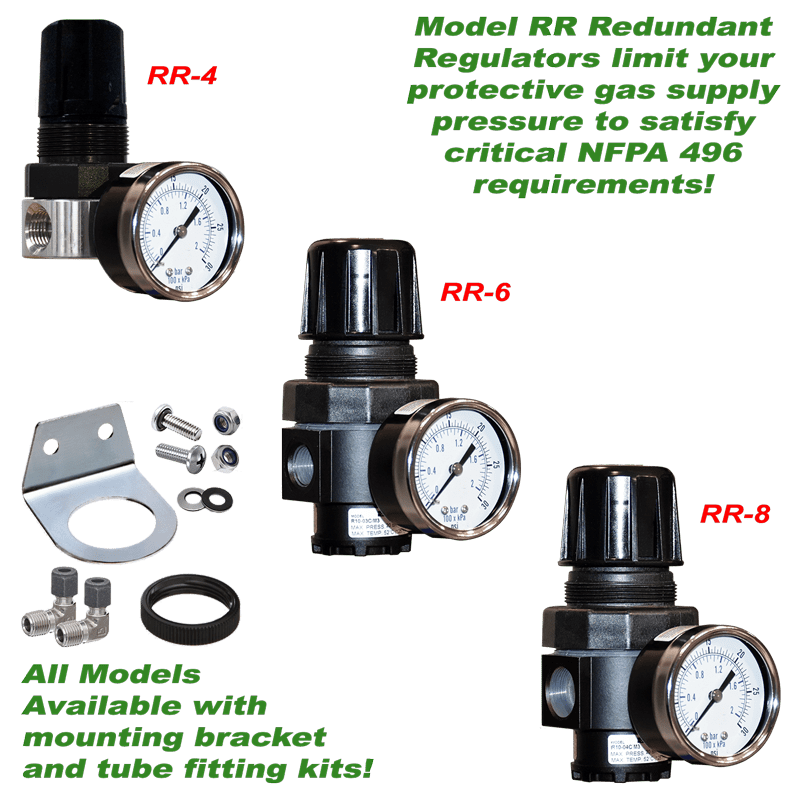 NFPA 496 Type Y and Z Enclosure Pressurization Unit Redundant Regulators